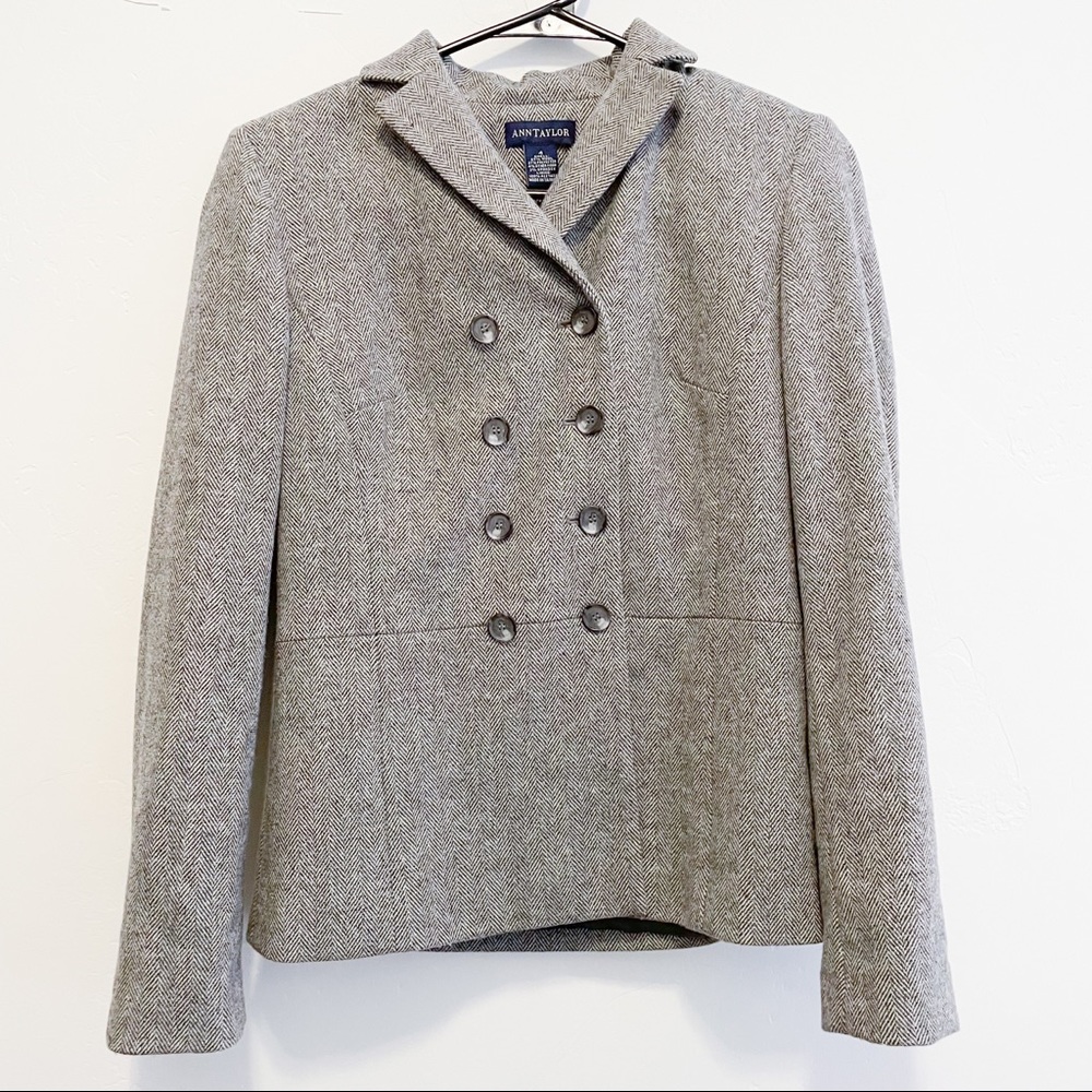 Ann Taylor wool blazer vintage size 4 gray